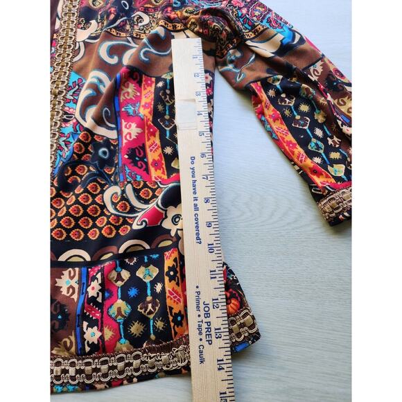 Jacket/Top-Joan Rivers-Brown-Blue-Red-3/4 Length Sleeves-Size X-SMALL - Picture 15 of 16